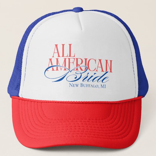Luxury Script All American Bruid Bachelorette Trucker Pet (Voorkant)