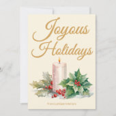 Luxury Script Holiday Card with Branding Feestdagenkaart (Voorkant)