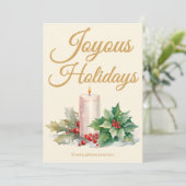 Luxury Script Holiday Card with Branding Feestdagenkaart (Staand voorkant)