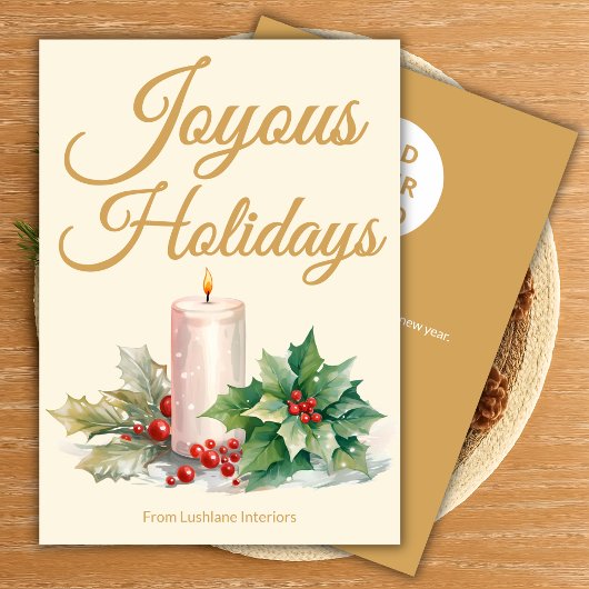 Luxury Script Holiday Card with Branding Feestdagenkaart