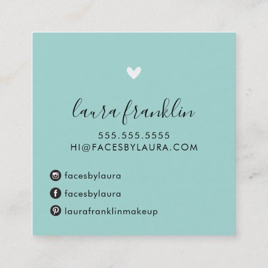 LUXURY SCRIPT naam Elegante ombre bord mint zwart Vierkante Visitekaartje (Achterkant)