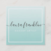 LUXURY SCRIPT naam Elegante ombre bord mint zwart Vierkante Visitekaartje (Voorkant)