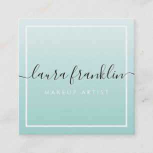 LUXURY SCRIPT naam Elegante ombre bord mint zwart Vierkante Visitekaartje