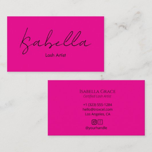 Luxury Script Pink Lash Artist Visitekaartje (Voorkant / Achterkant)