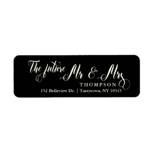Luxury Script The Future Mr en Mrs Black Elegant Etiket