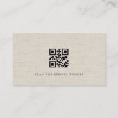 Luxury Service Provider Linen Photo QR Code Visitekaartje (Achterkant)