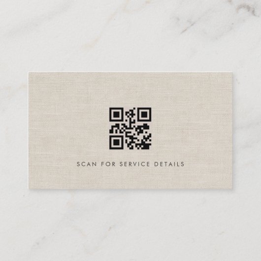 Luxury Service Provider Neutral Linen QR Code Visitekaartje (Achterkant)
