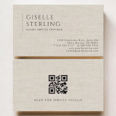 Luxury Service Provider Neutral Linen QR Code Visitekaartje