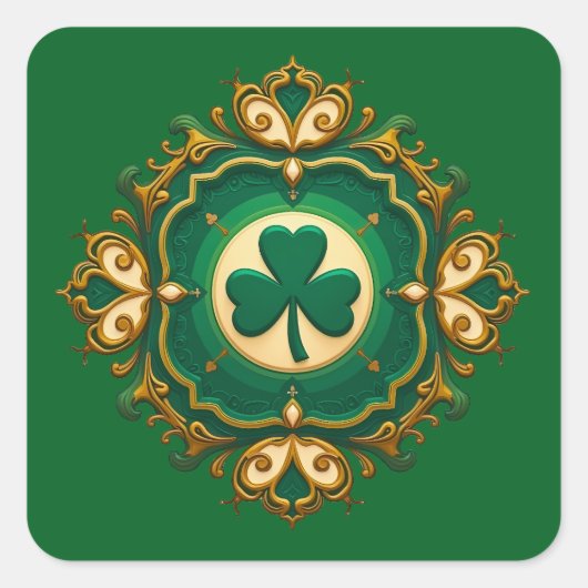 Luxury Shamrock St Patrick’s Day - Autocolante Vierkante Sticker (Voorkant)