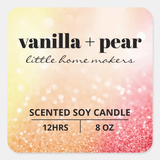 Luxury Shimmer Fire Colored Candle Labels (Voorkant)