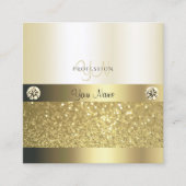 Luxury Shimmery Gold Luminous Glitter en Monogram Vierkante Visitekaartje (Voorkant)