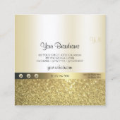 Luxury Shimmery Gold Luminous Glitter en Monogram Vierkante Visitekaartje (Achterkant)