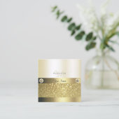 Luxury Shimmery Gold Luminous Glitter en Monogram Vierkante Visitekaartje (Staand voorkant)