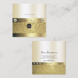 Luxury Shimmery Gold Luminous Glitter Logo Elegant Vierkante Visitekaartje