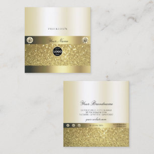 Luxury Shimmery Gold Luminous Glitter Logo Elegant Vierkante Visitekaartje