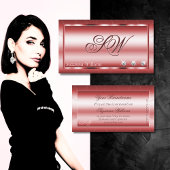Luxury Shimmery Red met diamanten en monogram Visitekaartje