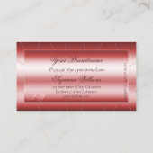 Luxury Shimmery Red met diamanten en monogram Visitekaartje (Achterkant)