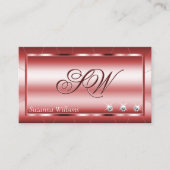 Luxury Shimmery Red met diamanten en monogram Visitekaartje (Voorkant)