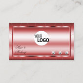 Luxury Shimmery Red Modern met diamanten en Logo Visitekaartje (Voorkant)