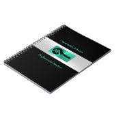 Luxury Shiny Turquoise & Black Key Real Estate  Notitieboek (Linkerzijde)