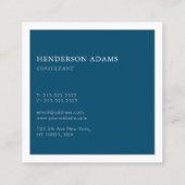 Luxury Signature Script Ocean Blue en White Vierkante Visitekaartje (Achterkant)