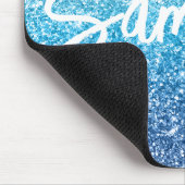 Luxury Silver Azure Blue Glitter Muismat (Hoek)