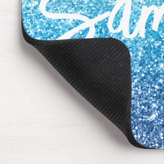 Luxury Silver Azure Blue Glitter Muismat (Hoek)