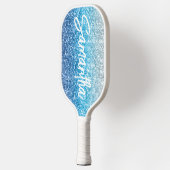 Luxury Silver Azure Blue Glitter Pickleball Paddle (Links)