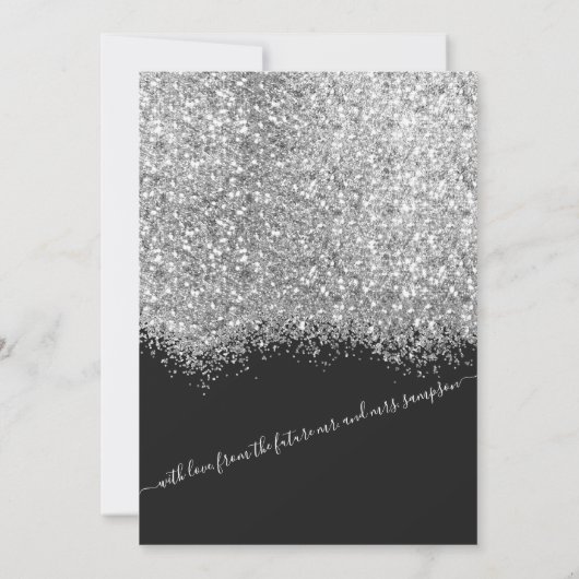 Luxury Silver Black Glitter Confetti Wedding Kaart (Achterkant)