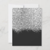 Luxury Silver Black Glitter Confetti Wedding RSVP Kaartje (Achterkant)