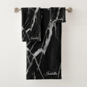 Luxury Silver Black Marble past aan Bad Handdoek (Insitu)