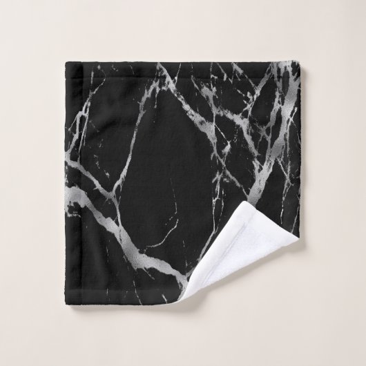 Luxury Silver Black Marble past aan Bad Handdoek (Wasdoekje)