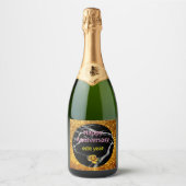 Luxury Silver Black Marble past aan Sparkling Wijnetiket (Voorkant)