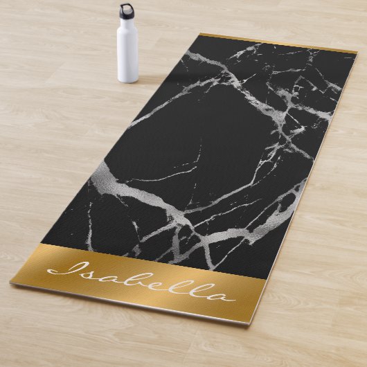 Luxury Silver Black Marble past aan Yogamat (In situ)