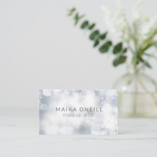 Luxury Silver Bokeh glitter social media Visitekaartje (Staand voorkant)