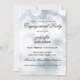 Luxury Silver Bokeh Light Chic Engagement Party Kaart