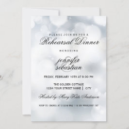Luxury Silver Bokeh Light Chic Rehearsal Dinner Kaart