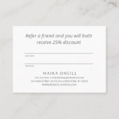 Luxury Silver Bokeh Salon Spa Klant Aanbevelingskaartje (Achterkant)