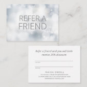 Luxury Silver Bokeh Salon Spa Klant Aanbevelingskaartje (Voorkant / Achterkant)