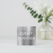 Luxury Silver Brushed Metal Event Planner Vierkante Visitekaartje (Staand voorkant)