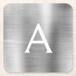 Luxury Silver Brushed Metal Monogram Name Initiaal Kartonnen Onderzetters<br><div class="desc">Luxury Silver Foil bored Metal Monogram Name and Initiaal Onderzetter. Het maakt het perfecte cadeau voor iemand die op zoek is naar een modern monogram Onderzetter voor een feest of feest.</div>
