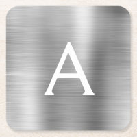 Luxury Silver Brushed Metal Monogram Name Initiaal