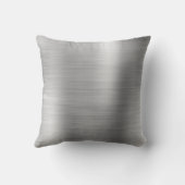 Luxury Silver Brushed Metal Monogram Name Initiaal Kussen (Achterkant)