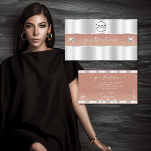 Luxury Silver Coral Sparking Diamonds met Logo Visitekaartje