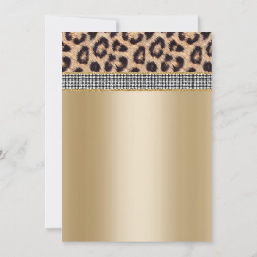 Luxury Silver Diamond Belt Gold & Leopard Wedding Kaart (Achterkant)