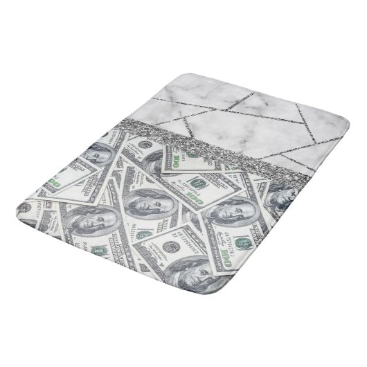 Luxury Silver Dollars Interior Marble Glitter Sho Badmat (Gekanteld)