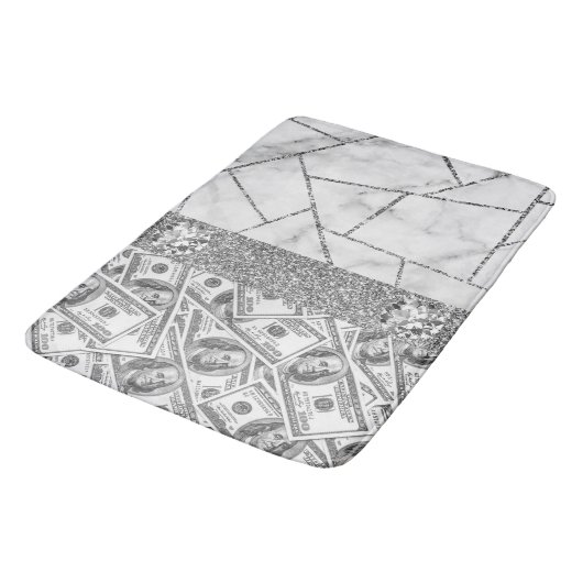Luxury Silver Dollars Interior Marble Glitter Show Badmat (Gekanteld)