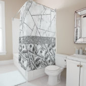 Luxury Silver Dollars Interior Marble Glitter Show Douchegordijn (In situ)