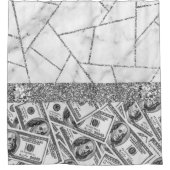 Luxury Silver Dollars Interior Marble Glitter Show Douchegordijn (Voorkant)