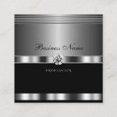 Luxury Silver en Black met mousserende diamanten Vierkante Visitekaartje (Voorkant)